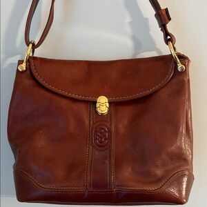 Vintage Marino Orlandi Cognac Brown Leather Shoulder Bag